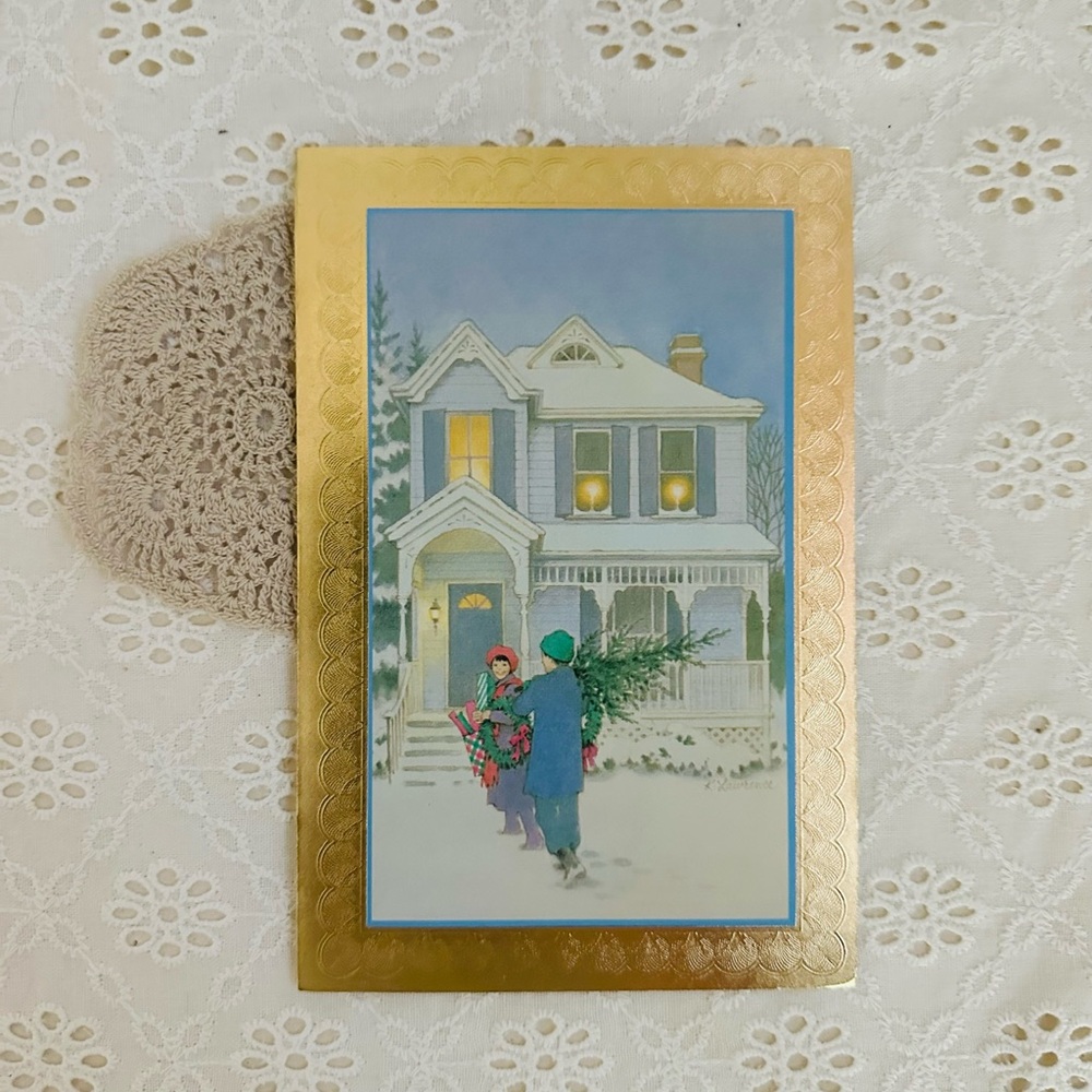 Vintage Gold Holiday Greeting Card